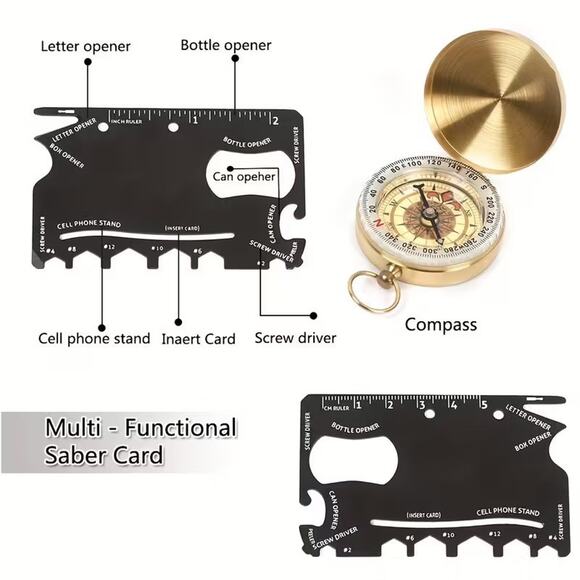 16 in 1 Outdoor Survival Tactical Kit with Multifunction Keychain Light - US - Picture 4 of 9